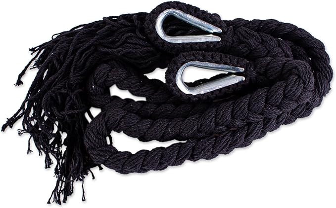 Novica Ebony Cascade Cotton Rope Hammock (Double), Black