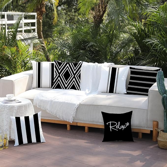 DFXSZ Outdoor Pillow Covers 20x20 Inch Set of 4 Waterproof Modern Geometry Throw Pillows Outdoor Summer Waterproof Decor for Patio Funiture Garden Polyester Cushion Covers 013A