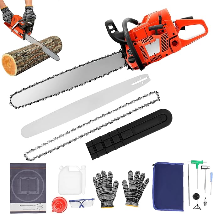 Gas Chainsaw, 28 Inch 71CC Handheld Gasoline Power Chainsaws, 3.9KW 2-Stroke Self-Reset Pull Start Portable Top Handle Chain Saw for Garden Pruning, Forest Logging, Orange