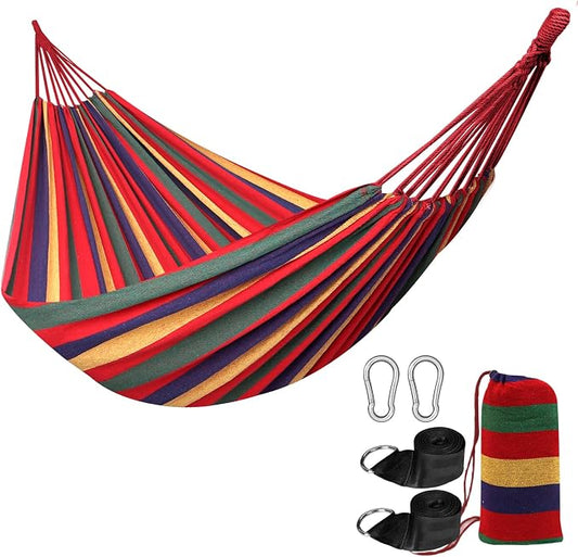 ANYOO Cotton Hammocks Portable Hammock with Tree Straps Easy Setup Indoor/Outdoor Hanging Bed 550lb Capacity Perfect for Backyard Camping Travel