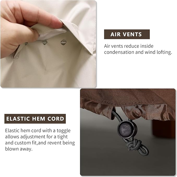 Outdoor Swivel Chair Covers Waterproof 2 Pack, Outdoor Chair Covers Patio Furniture Cover for Deck Patio Swivel Chair Heavy Duty, 35 W x 37 D x 36 H inches Beige and Brown