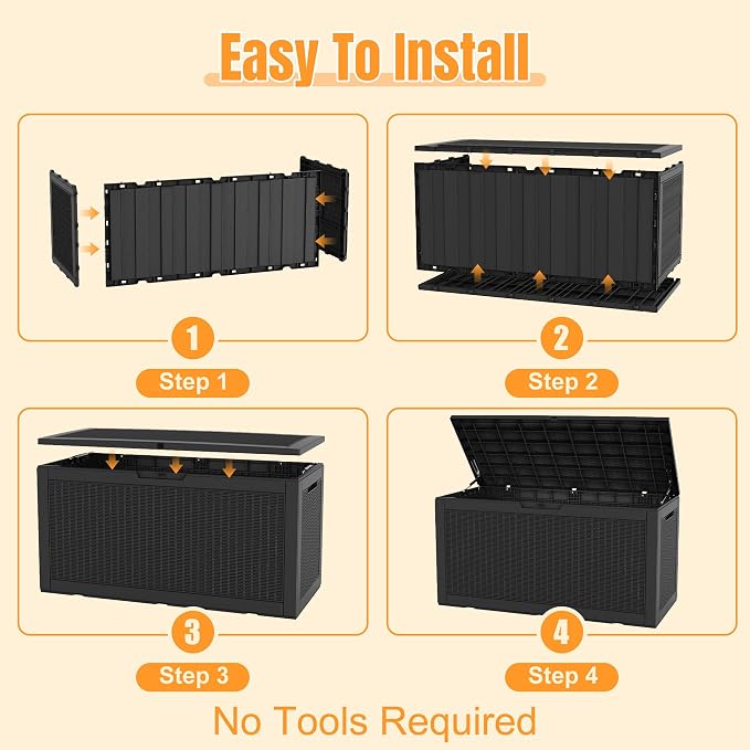 Outdoor Storage Box,160 Gallon Resin Deck Box,Waterproof & UV Resistant Lockable Package Delivery Bin,Toy Cabinet for Indoor & Outdoor