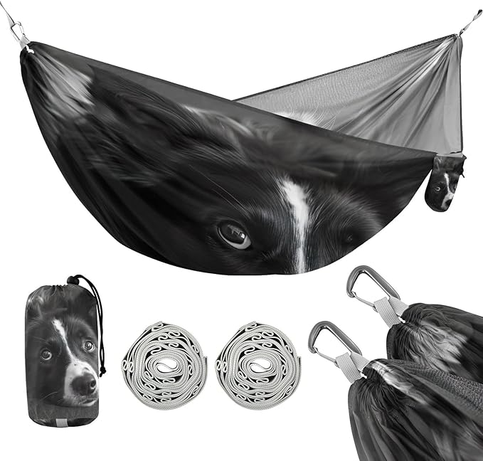 FRMG Dog Puppy Camping Hammock 500 lbs Capacity Portable Hammocks with Tree Straps & Attached Carry Bag, Camping Essentials Gear A0900233 a