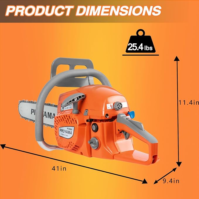 PROYAMA PCS68 Gas Powered Chainsaw, 68CC 2 - Cycle Powerful Chain Saw, 20 Inch 24 Inch Guide Bar, Outdoor Cordless Chainsaw, Gasoline Wood Cutting Machine for Cutting Forest Wood Garden Trimming Tools