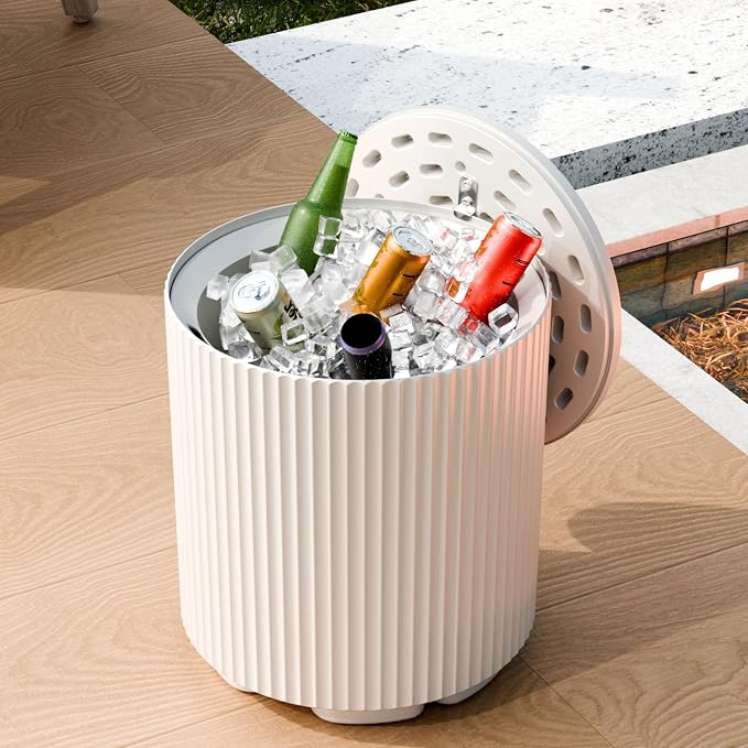 FONTOI Outdoor Cooler Side Table 2 Pack, 2 in 1 Ice Chest Side Table,as Cooler Side Table,Cooler Table for Patio, Parties Picnics, Beach