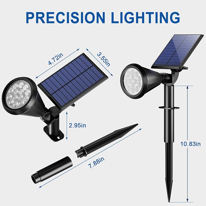 Solar Spot Lights Outdoor Waterproof IP65, Flag Landscape Spotlights | 10 Pack 4 Lighting Modes Solar Powered Spotlights Auto On/Off,Solar Garden Yard Pathway Wall Uplights for Outside,Cool White