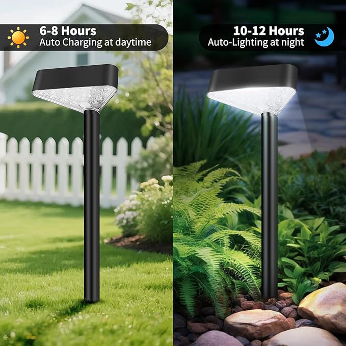 6 Pack Solar Pathway Lights Outdoor, Bright LED Solar Landscape Lights, Waterproof Solar Garden Lights for Yard, Patio, Walkway, Lawn, Driveway(Cold White, 6 Pack)