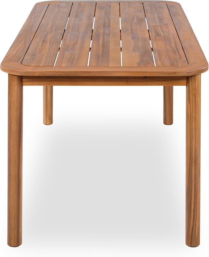 Merax Outdoor Dining Table for 6, 66" L Rectangular Acacia Wood Patio Table for Lawn Garden, Teak