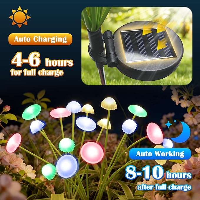 2 Pcs Solar Jellyfish Lights Outdoor Colorful Vision, High Waterproof Solar Garden Lights Decorative for Yard, Patio, Lawn, Pathway & Party Decor