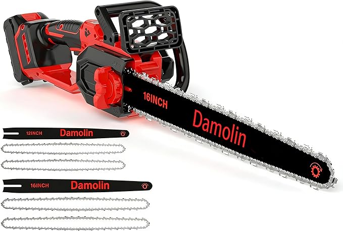 2-IN-1 Brushless Electric Chainsaw Cordless Compatible with Milwaukee M18 Battery, 12-Inch/16-Inch Battery Powered Chainsaw with Auto Oiler, 2x 12''+16'' Chains for Tree/Wood Cutting Pruning-ONLY TOOL