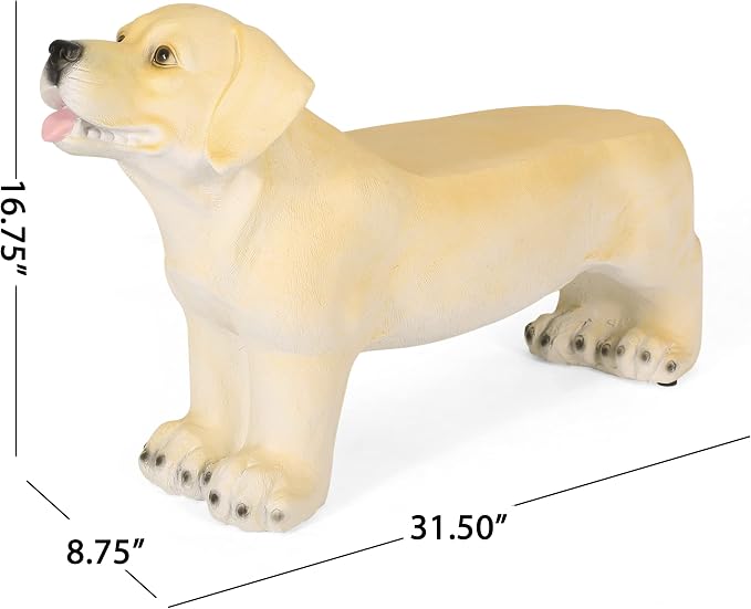Brown Dog 3-in-1 Pedestal Side Table / End Table / Stool - MGO Hand Painted Sculpture Statue,No Assembly Required for Home,Living Room & Outdoor Decor (Light Brown, 31.50" W x 8.75" D x 16.75" H)
