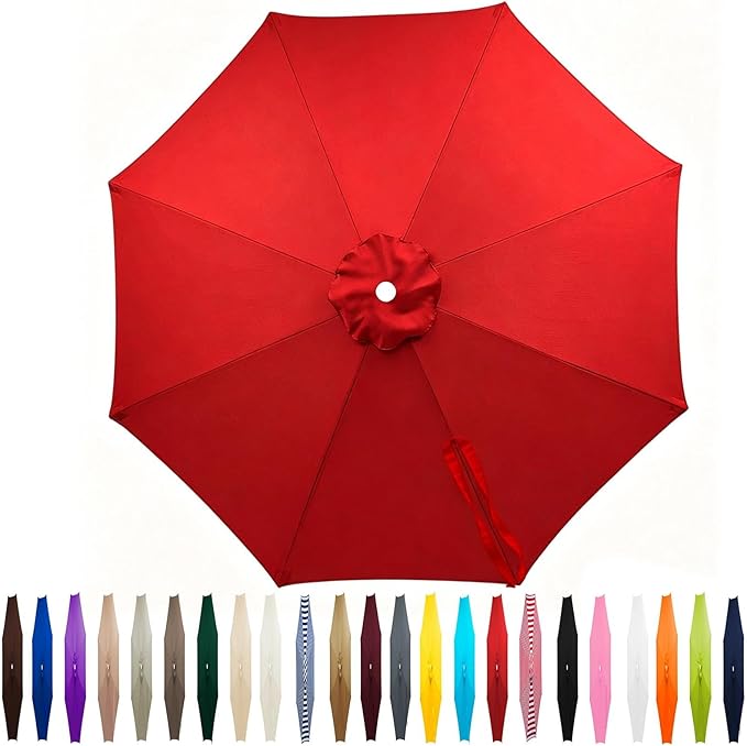 Outdoor Patio Umbrella Replacement Canopy 7.5ft/9ft/10ft/11ft 6/8 Ribs, Cantilever Offset Patio Umbrella Fabric Cover Resistant Waterproof Shade for Table Pool