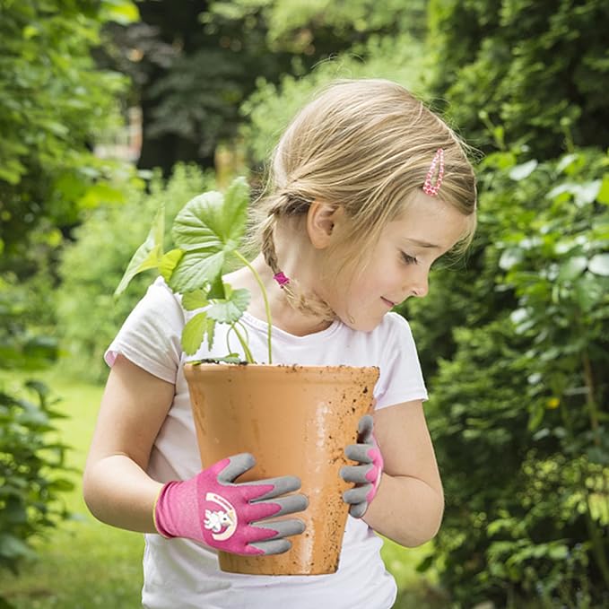 Kids-Gardening-Gloves for Age 3-12, Rubber-Coated Garden Yard Work-Gloves for Children Toddlers Boys & Girls