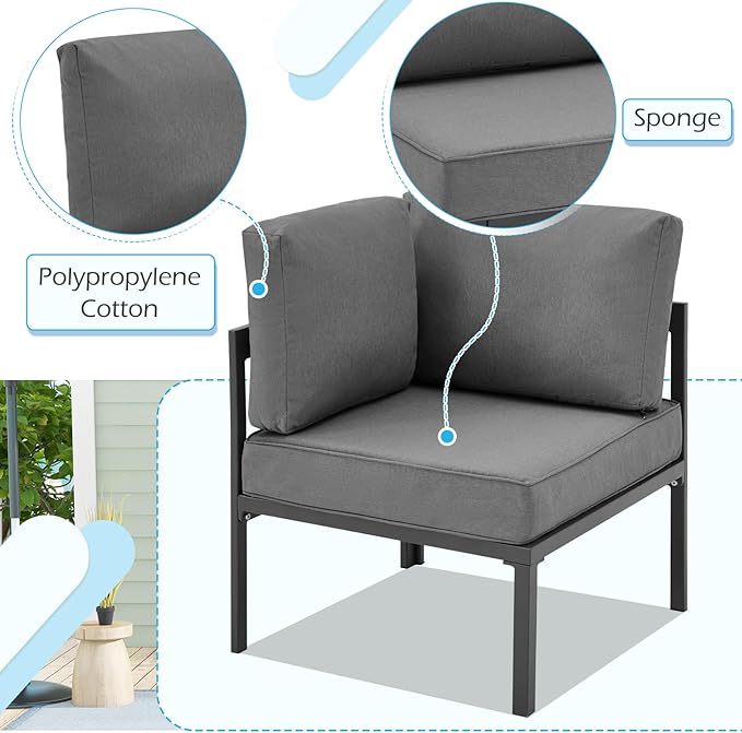 All Weather Aluminum Frame Patio Conversation Set, 7 Pieces Outdoor Patio Furniture, Patio Furniture Set, Outdoor Patio Set for Lawn, Garden, Balcony, Poolside, Conversation Set(Black)