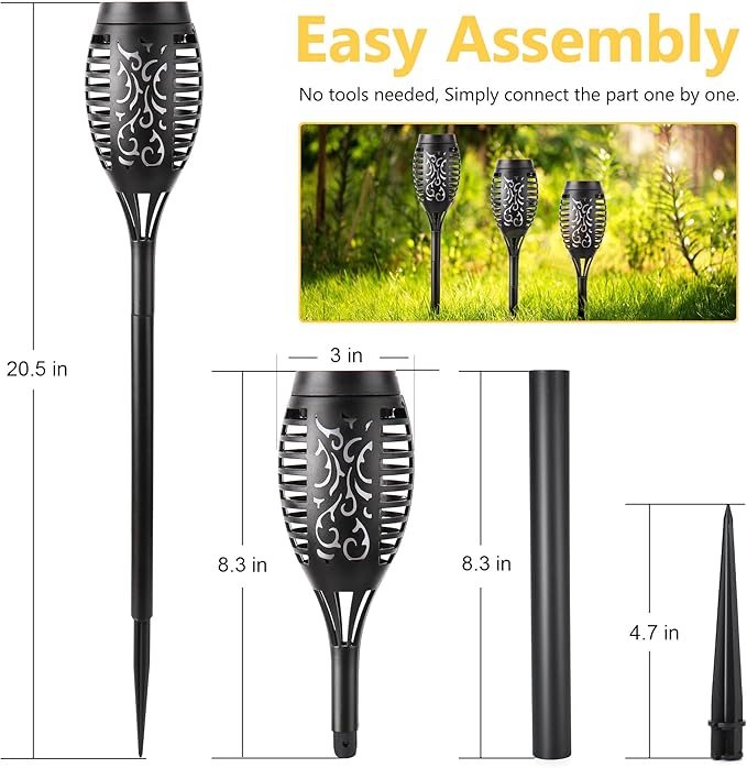 Toodour Solar Torch Flame Lights, 12 Pack Solar Lights Outdoor with Flickering Flame, Waterproof Patio Light Landscape Decoration Lighting for Garden, Lawn, Yard, Outdoor Decorations - Blue