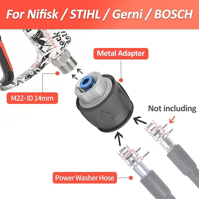 BEAR FORCE High-pressure Water Gun Painted with American-style Elements M22-ID14mm Inlet Max 3000Psi & Foam Cannon 32oz, for Bosch, Nilfisk, Sun Joe, Koblenz, Truper Electric Pressure Washer, Car Wash