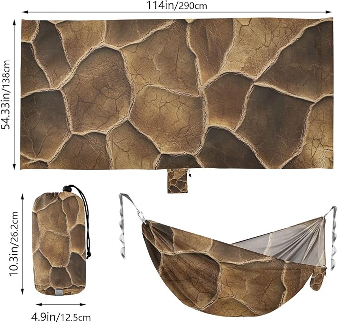 Animal Buffalo Skin Leather Texture Khaki 330lb Capacity Outdoor Hammocks with Tree Straps Backyard Hammock for Indoor Outdoor Patio hamaca de Algodon para Jardin