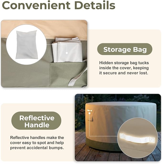 BPS Waterproof Patio Table and Chairs Cover, 600D Anti-UV Outdoor Dining Furniture Set Cover with Air Vent and Storage for Patio Round Sectional Set, 120''Dia x 32''H