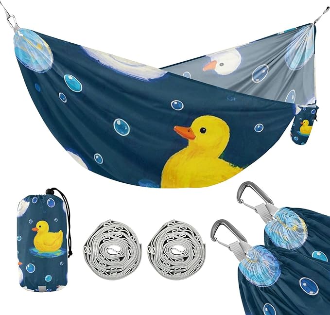 Cartoon Cute Yellow Duck 330lb Capacity Outdoor Hammocks with Portabl Carry Bag Tree Hammock for Outside Patio Backyard Poolside soporte para hamacas para adultos