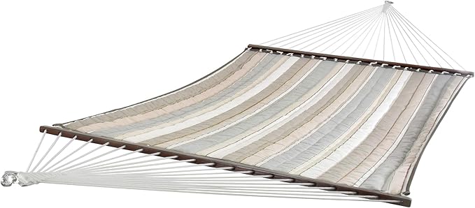 Vivere Fade Resistant Quilted Hammock with Spreader Bars - 450 lb Capacity (Dove)
