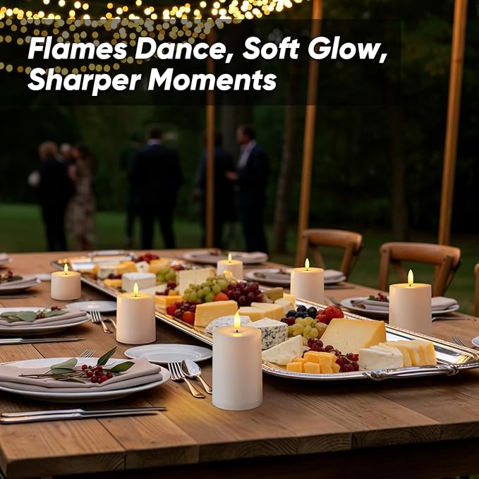 Raycare White Outdoor Waterproof Flameless Candles with Remote and Timer, Realistic LED Candles, Battery Operated Electric Fake Pillar Candles for Porch, Patio, Garden, Set of 3