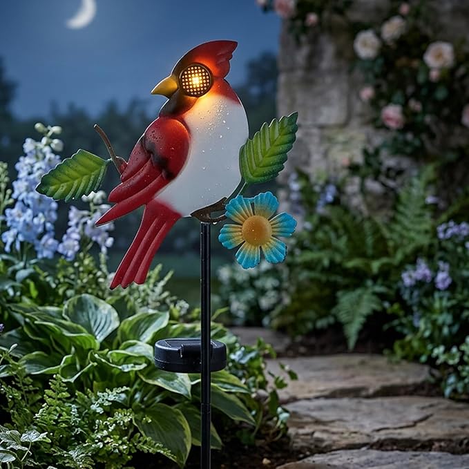 Solar Stake Lights Outdoor - Dynamic Eyes Cardinal Decor Lights Waterproof Solar Garden Stakes for Lawn Patio Pathway Decorative Yard Art Ornaments Gifts for Women Men Mom Grandma Dad