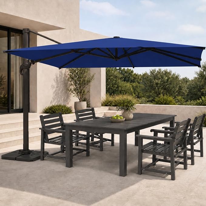 Cantilever Patio Umbrella, Large Square Outdoor Offset Umbrella with Aluminum Pole, 360-degree Rotation for Garden, Deck, Pool