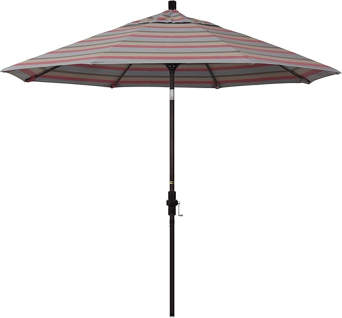 California Umbrella 9' Round Aluminum Market Umbrella, Crank Lift, Collar Tilt, Bronze Pole, Sunbrella Spectrum Cilantro