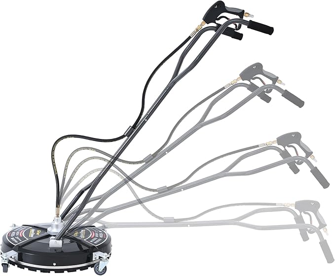 22 Inch Surface Cleaner for Pressure Washer, Dual Handles Surface Cleaner with 4 Wheels, Pressure Washer Attachments for Driveway Concrete Sidewalks Patio, 4500 PSI, 3/8" Quick-Connect