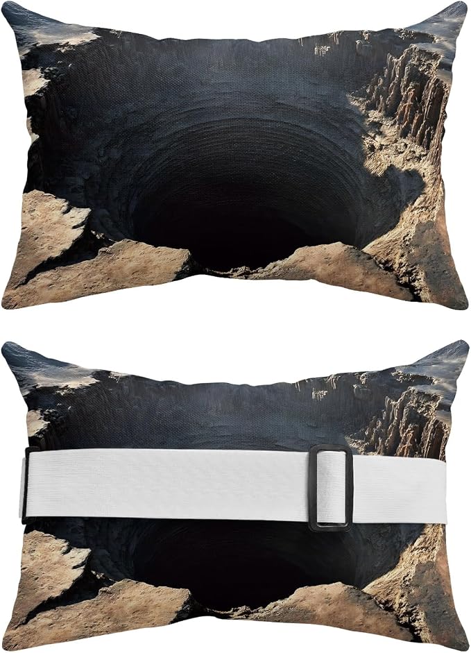 Outdoor Lumbar Pillow Set of 1, Ground Fissure Waterproof Beach Headrest Pillow with Inserts, Brown Crater Dramatic Recliner Throw Pillows for Patio Furniture, 11 x 16