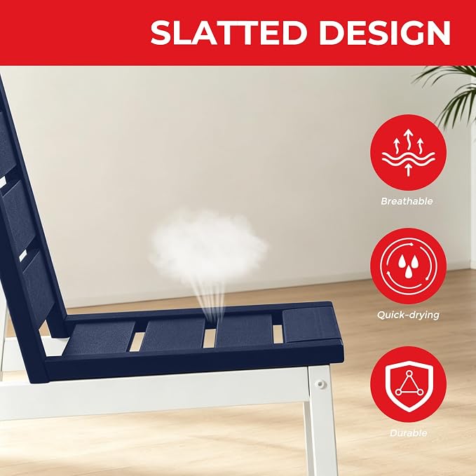 Costaelm Stinson Outdoor Patio HDPE Dining Side Chair, Navy Blue