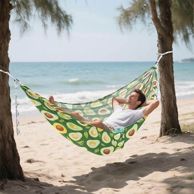 Camping Hammock Outdoor Hammocks for Outside Avocado Green Cute Beach Trees Portable Lightweight with Pockets Tree Straps Indoor