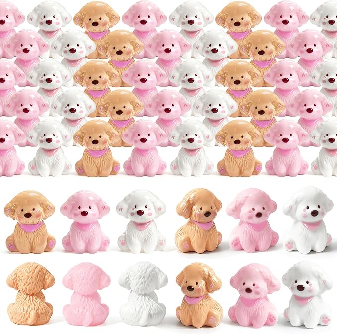60 Pcs Mini Resin Dog Figurines Animal Statues Miniature Figures for Crafts Fairy Garden Accessories Micro Landscape Decoration