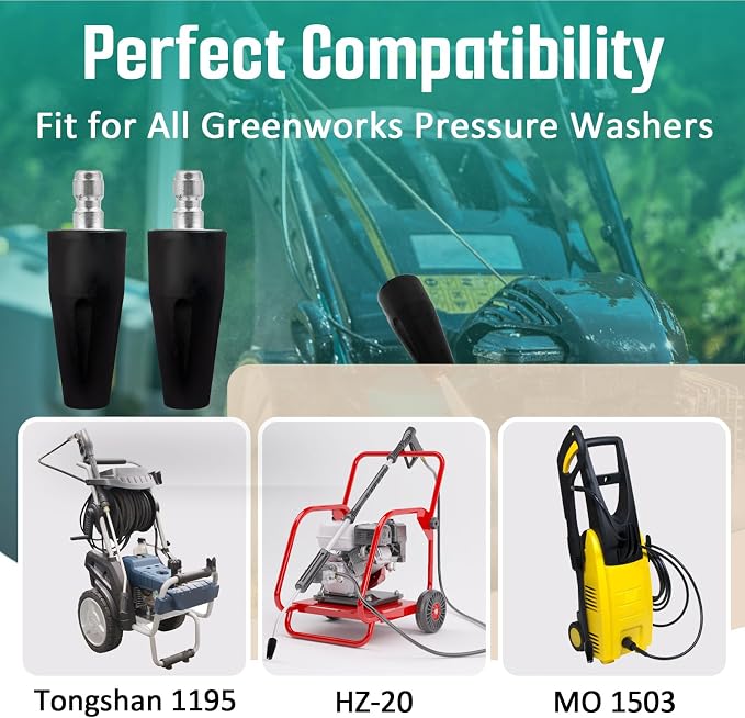 2 Pcs 2000 PSI Turbo Nozzle Pressure Washer Replacement Compatible with Greenworks 5201402, 1/4-Inch Quick Connect, Rotary Pressure Washer Nozzle
