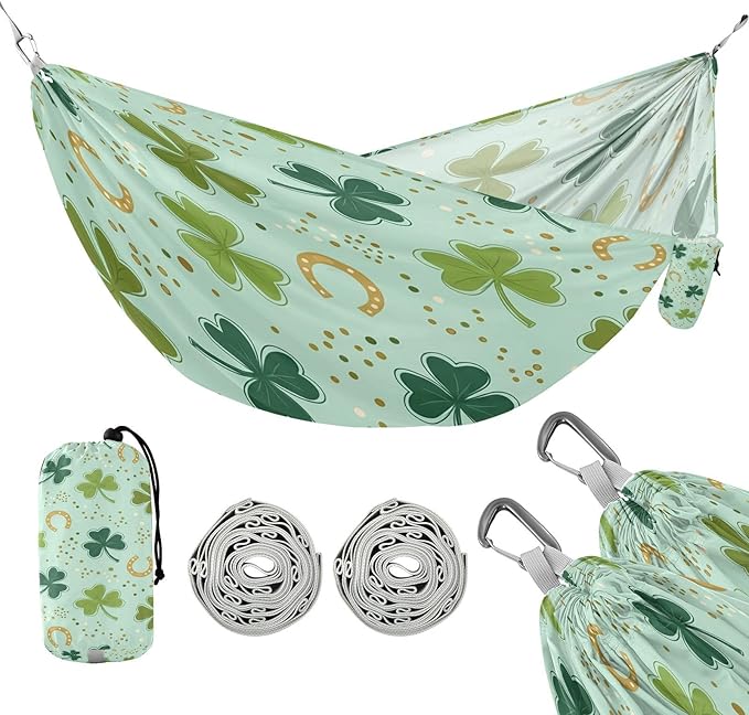 Hammocks for Outside Four-Leaf Clovers Camping Hammock Portable Hammocks with Tree Straps and Carry Bag Camping Accessories for Hiking Beach Outdoor