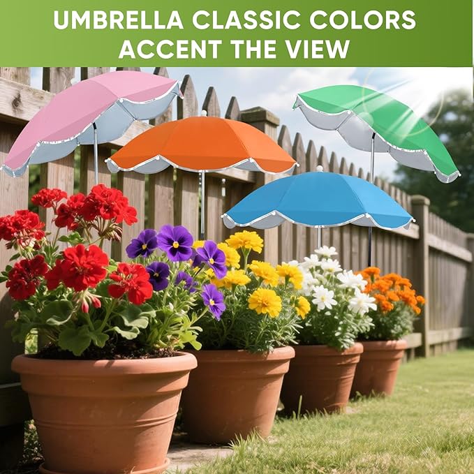 LCHUANG 4Pack Plant Umbrellas for Outdoor, 24inch Plant Shades for Outdoor with Durable 39.5'' High M-Shaped Plug for Stronger Wind Resistanc Flower, Potted, Garden Beds