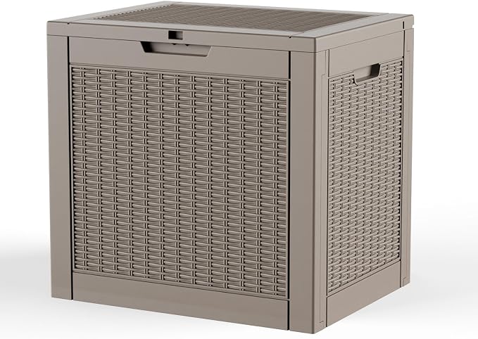 Vixzen 36 Gallon Deck Boxes Outdoor Waterproof, Lockable Resin Storage Box with lid for Furniture Cushions, Weatherproof Containers Outside Storage Boxes for Garden Patio Pool Tools(Grey, 36 Gallon)