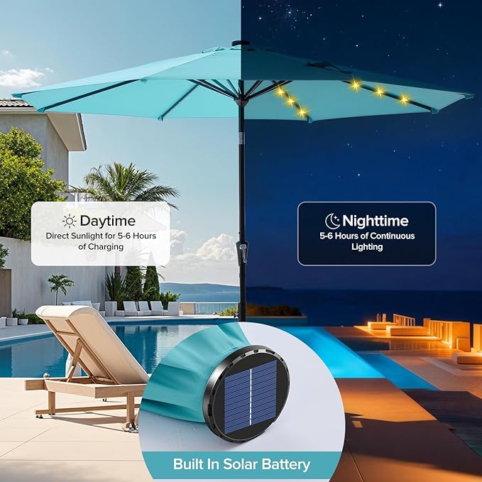 NEWBULIG 10FT Patio Umbrella, Offset Cantilever Outdoor Patio Table Umbrella, UV Protection, Fade Resistant Fabric, Easy Tilt Adjustment for Deck, Pool, Backyard, Garden
