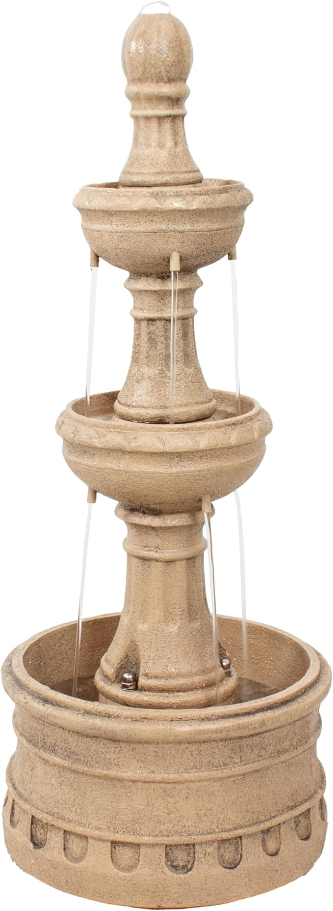 Sunnydaze Cyprus 39" H 3-Tier Outdoor Water Fountain - Polyresin Water Feature for the Patio, Garden, or Yard - Eggshell