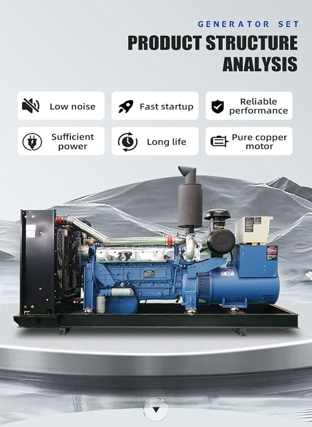 Heavy Duty Portable Generator Set for Marine and Home with High-Temperature Resistant Pure Copper Motor, 200KW Silent Electric Generator Set for Emergency, Construction and Outdoor Power Supply
