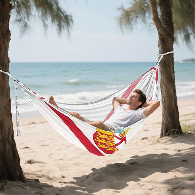 Flag of Jersey Hammocks with Portabl Carry Bag Backyard Hammock for Indoor Outdoor Patio