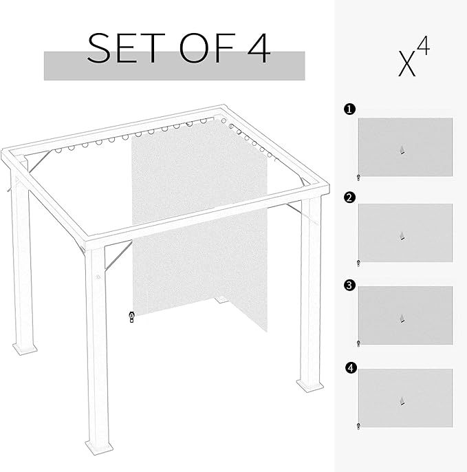 Outsunny 10' x 12' Universal Gazebo Sidewall Set with Panels, Hooks and C-Rings Included for Pergolas and Cabanas, Gray