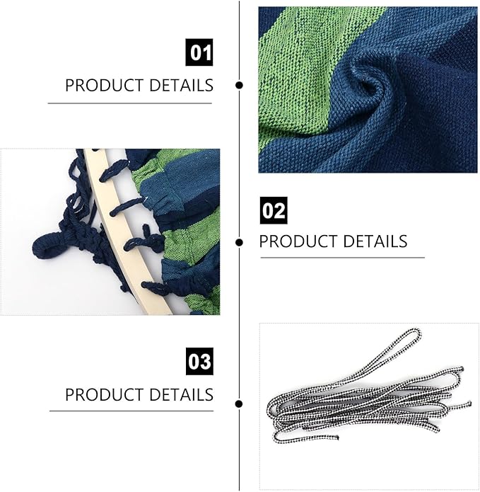 Outdoor Canvas Travel Hammock Double Camping Hammock Swing Portable Widened 190x100cm Blue Striped Suitable for Hiking Backpacking Outdoor Use