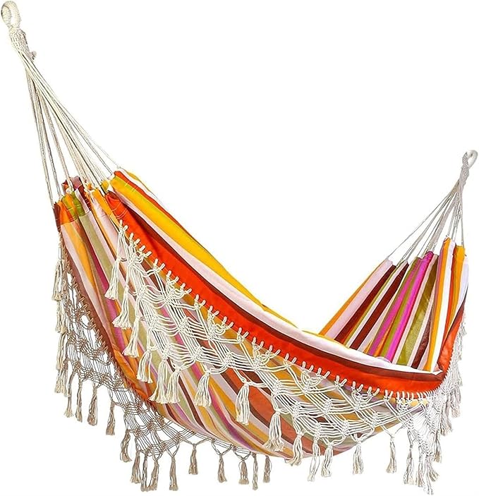 Hangmat 200x150 Cm Boho Macrame Hammock with Elegant Tassels and Fishtail Knitting Beach Outdoor Buiten Hammock(B)