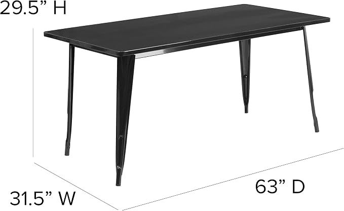 EMMA + OLIVER Commercial Grade 31.5" x 63" Rectangular Black Metal Indoor-Outdoor Table