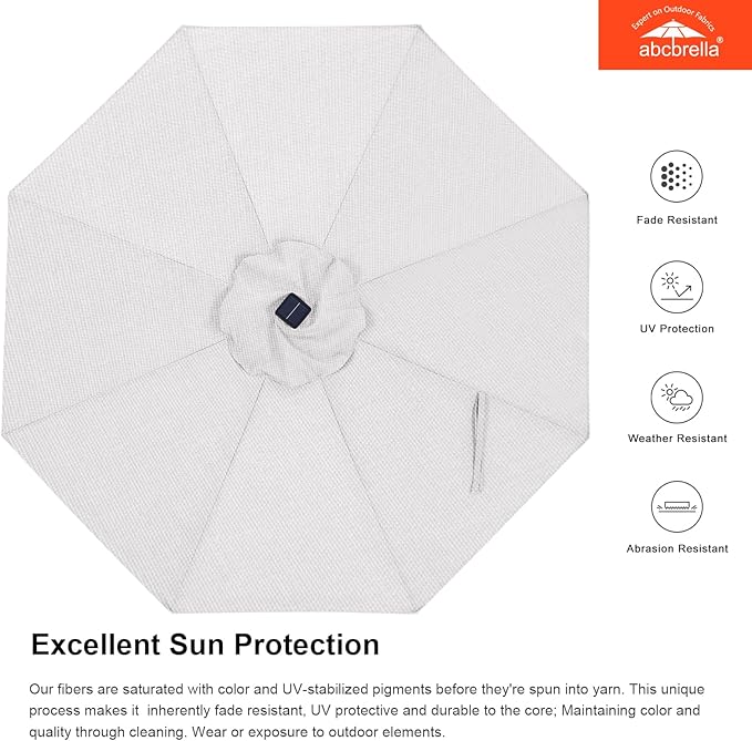 ABCCANOPY OLEFIN® 5-Year No Fading Patio Umbrella with Solar Lights (White)