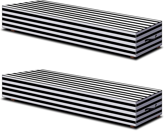 Tingjoo 2 Pcs Patio Chaise Lounge Cover Waterproof Outdoor Lounge Chair Cover 30" D x 83" W x 12" H UV Resistant with Handle Strap for Furniture Protection (Black and White Stripe)