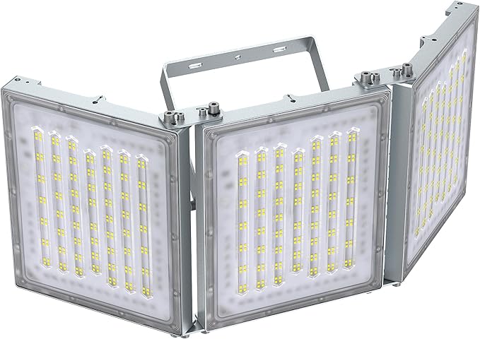 STASUN 600W LED Flood Light, Mini Series Stadium Light, 60000LM 6000K Daylight White, IP66 Waterproof, 3 Adjustable Panels, Outdoor Sports Lighting for Basketball Court, Parking Lot, Baseball Field