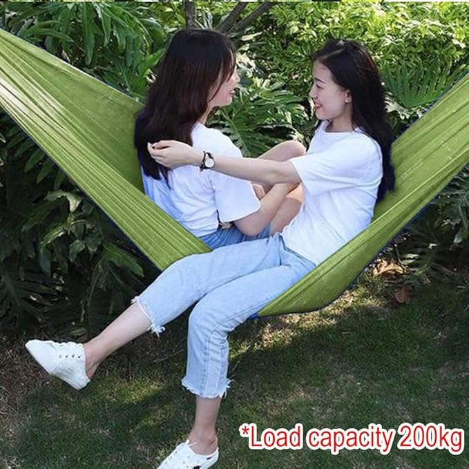 Outdoor Hammock, Super Soft and Breathable Nylon Mesh Hammock, with Portabl Carry Bag, Maximum Load of 440 LB, Camping Accessories for Indoor Outdoor Hiking Backpacking Backyard Beach (Red)