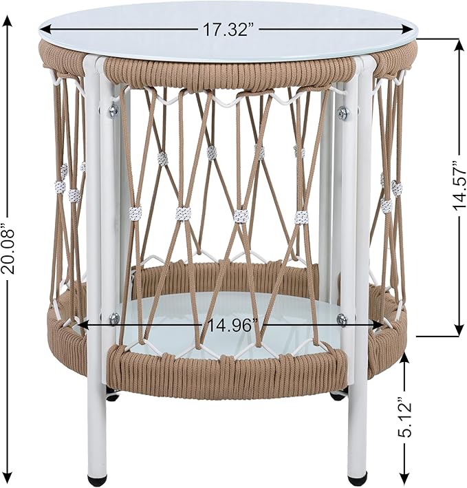 Christopher Knight Home Gwen 3-Piece Bohemian Outdoor Patio Furniture Set, Set of 2 Lounge Chairs with Cushions & Glass Top Side Table, Patio Conversation Set for Garden, Poolside, Beige + Natural